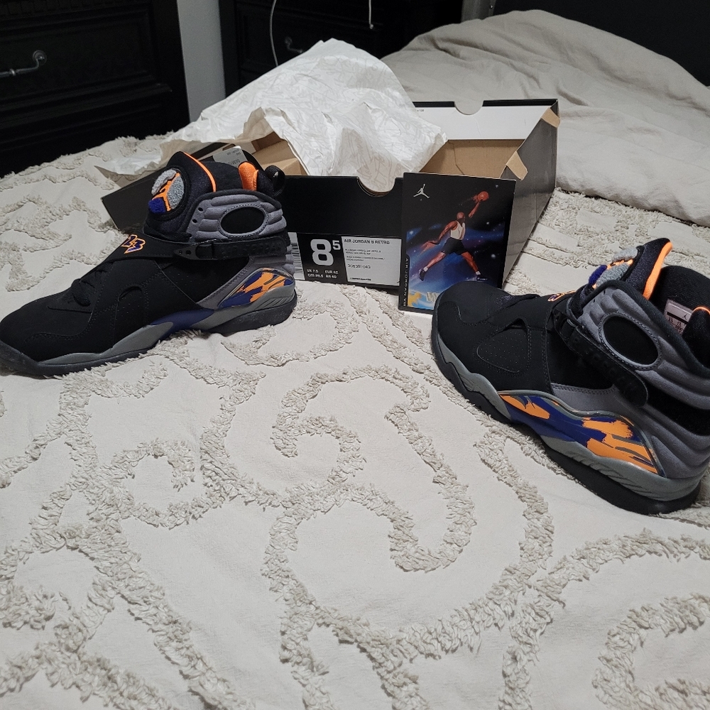 Air Jordan Retro 8 Phoenix Suns with shorts